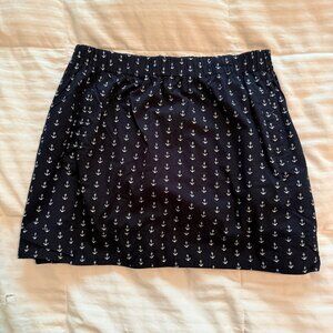 JCrew Navy Blue Anchor Print Mini Skirt Size Medium